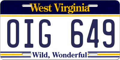 WV license plate OIG649