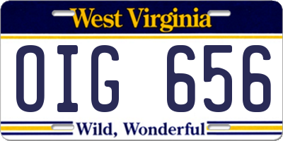WV license plate OIG656
