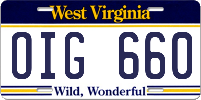 WV license plate OIG660