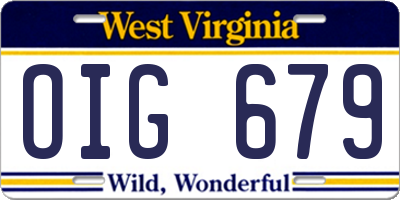 WV license plate OIG679