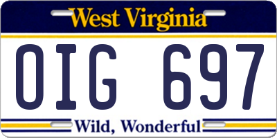 WV license plate OIG697