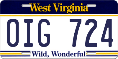 WV license plate OIG724