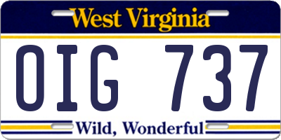 WV license plate OIG737