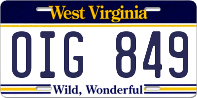 WV license plate OIG849