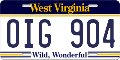 WV license plate OIG904