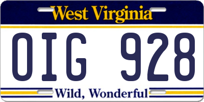 WV license plate OIG928