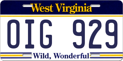 WV license plate OIG929