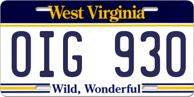 WV license plate OIG930