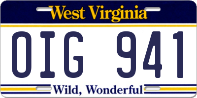 WV license plate OIG941