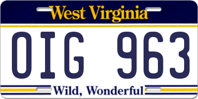 WV license plate OIG963