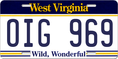 WV license plate OIG969