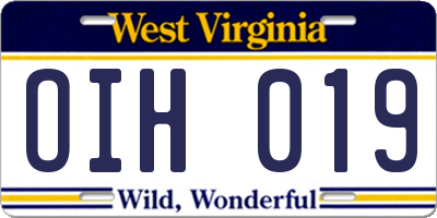 WV license plate OIH019