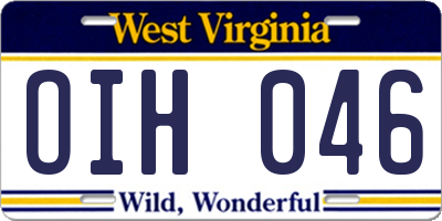 WV license plate OIH046