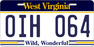 WV license plate OIH064