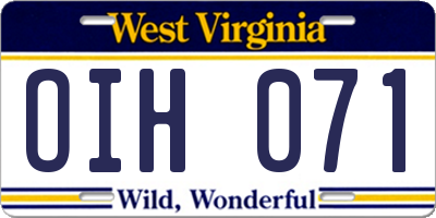 WV license plate OIH071