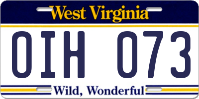 WV license plate OIH073