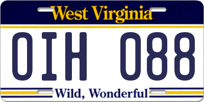 WV license plate OIH088