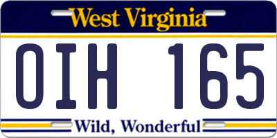 WV license plate OIH165