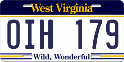 WV license plate OIH179