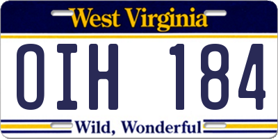 WV license plate OIH184