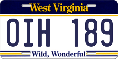 WV license plate OIH189