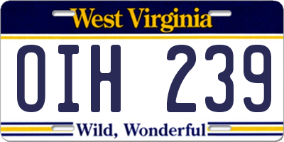 WV license plate OIH239