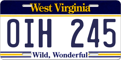 WV license plate OIH245