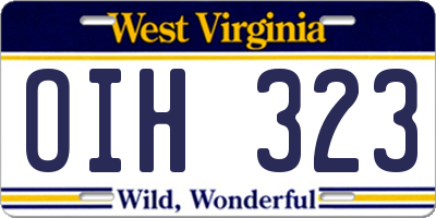 WV license plate OIH323