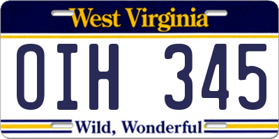 WV license plate OIH345