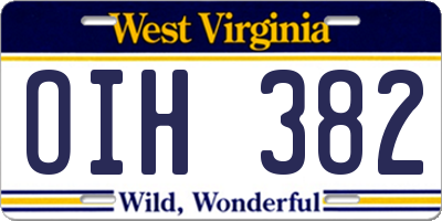 WV license plate OIH382