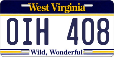 WV license plate OIH408