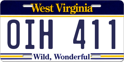 WV license plate OIH411