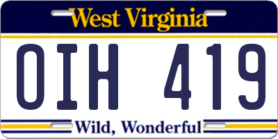 WV license plate OIH419