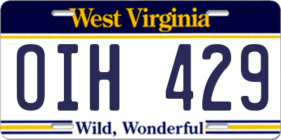 WV license plate OIH429