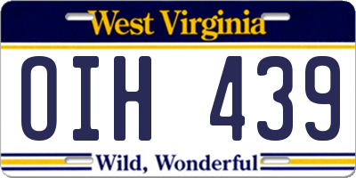 WV license plate OIH439