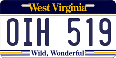 WV license plate OIH519