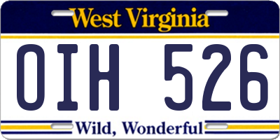 WV license plate OIH526