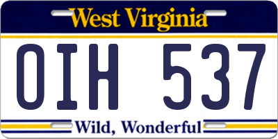 WV license plate OIH537