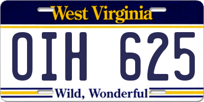 WV license plate OIH625