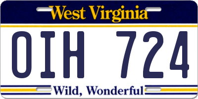 WV license plate OIH724