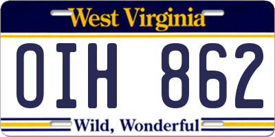 WV license plate OIH862