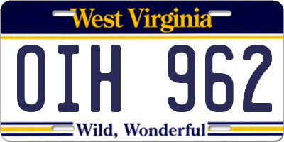 WV license plate OIH962