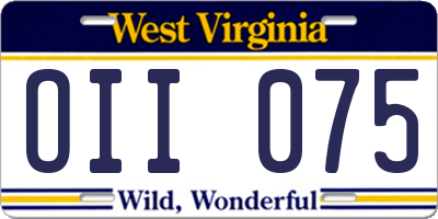 WV license plate OII075