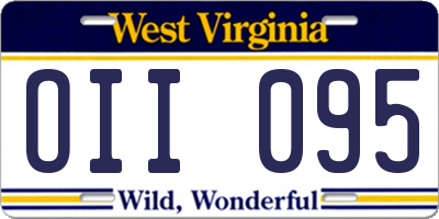 WV license plate OII095
