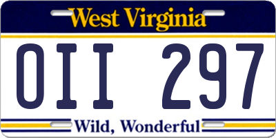 WV license plate OII297