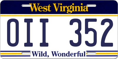 WV license plate OII352