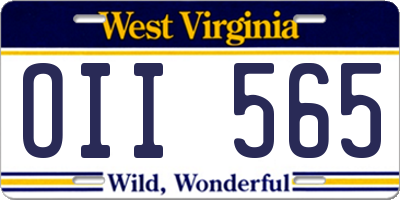 WV license plate OII565