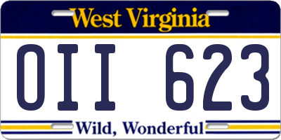 WV license plate OII623