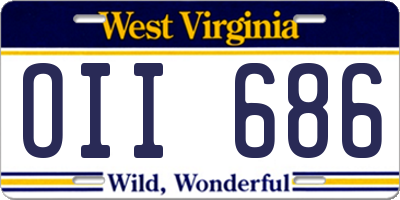 WV license plate OII686