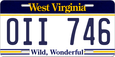 WV license plate OII746
